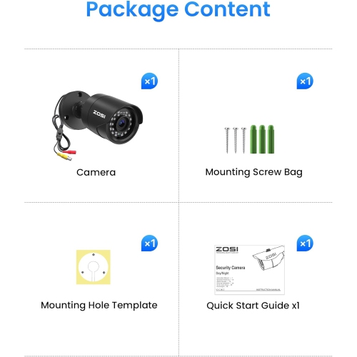 ZOSSI – caméra de surveillance avec fil HD hybride 4-en-1 2&nbsp;Mpx HD 1080P pour enregistreur vidéo numérique et système de caméra de surveillance