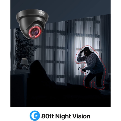 ZOSI Add-On Wired 1080P 2MP Outdoor Security Camera Kit, 4pcs HD-TVI Dome Surveillance Camera for HD-TVI DVR Surveillance Recorder, 80ft Night