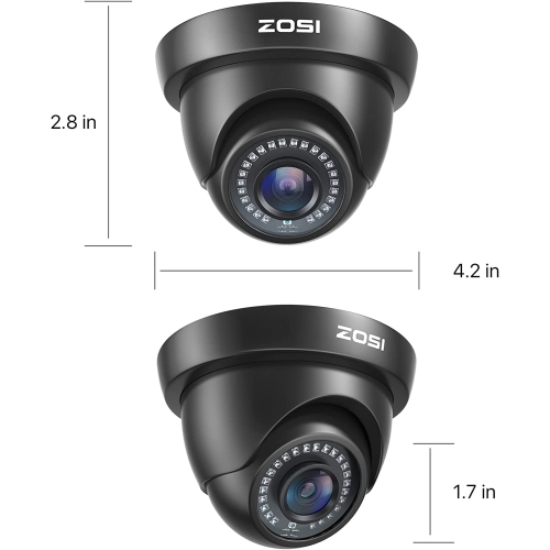 ZOSI Add-On Wired 1080P 2MP Outdoor Security Camera Kit, 4pcs HD-TVI Dome Surveillance Camera for HD-TVI DVR Surveillance Recorder, 80ft Night