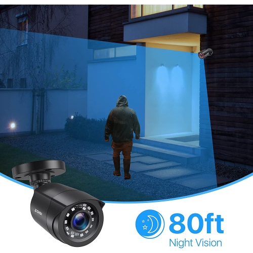 ZOSI – Caméra surveillance analogique compacte 4-en-1 hybride 2&nbsp;Mpx HD 1080p avec fil pour enregistreur et caméra DVR TVI/CVI/AHD/CVBS, vision