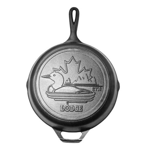 Image 1 of 3.. Lodge Canadiana Series 10.25" Cast Iron Skillet with Loon Scene L8SK3LNCN