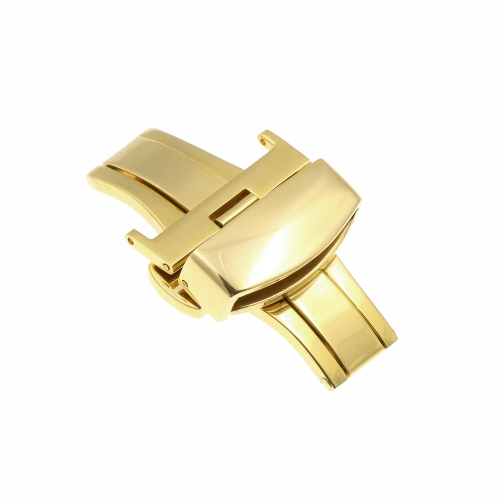 STRAPSCO  Butterfly Deployant Deployment Clasp Buckle for Watch Band Strap - 16MM - Gold In Yellow