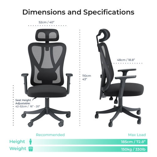 MotionGrey Stylish Ergonomic High Mesh Office Chair with Adjustable Head, Armrest & Lumbar Support - Only at Best Buy
