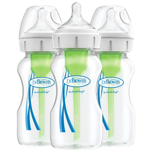 Dr. Browns Natural Flow Options+ Wide-Neck 9.oz Baby Bottle - 3-Pack - Clear