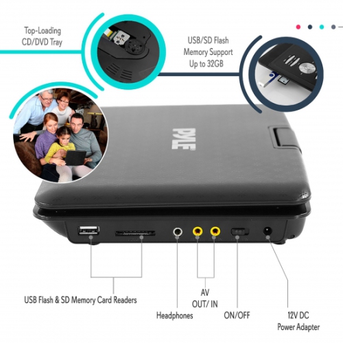 PyleHome 14 Portable CD/DVD Player, Hi-Re Widescreen Display with Rechargeable Battery PDH14