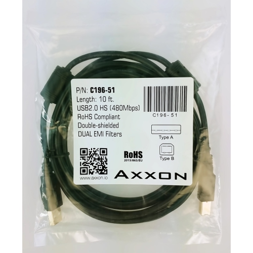 AxxonPremier USB 2.0 Cable - A-Male to B-Male Cord - 10 Feet