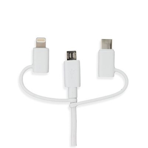 Gentek Chargeur de Voiture 5 dans 1 USB 2.4A avec W Micro Type C MFI Lightning Cable Blanc