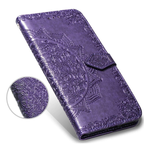Luxury Embossed Mandala Floral Pattern Premium PU Leather Flip Wallet Case Luxury 3D for iPhone X / XS