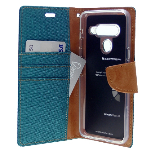 LG G8 ThinQ Goospery Canvas Diary Case, Green
