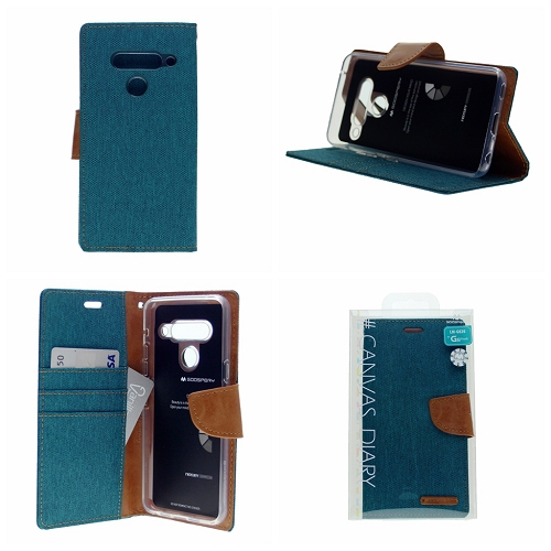 LG G8 ThinQ Goospery Canvas Diary Case, Green