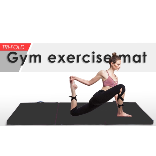 Kunova Exercise Tri-Fold Gym Mat 2" 6' x 2 x 2"' (180x60x5 CM) Thick Fitness Mat w/PU Leather for Gymnastics, Yoga, Aerobics, Martial Arts,