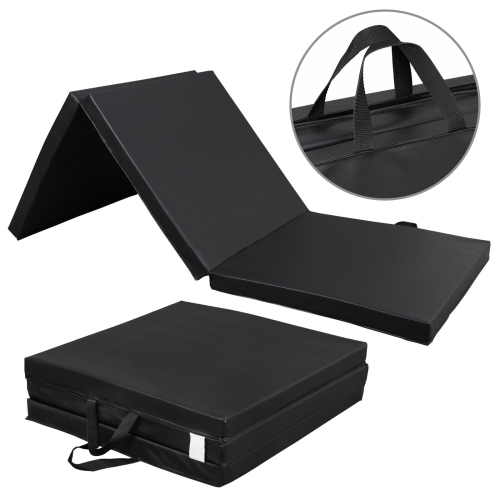 Kunova Exercise Tri-Fold Gym Mat 2" 6' x 2 x 2"' (180x60x5 CM) Thick Fitness Mat w/PU Leather for Gymnastics, Yoga, Aerobics, Martial Arts,