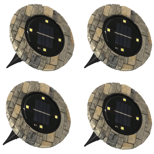 Stone Solar Disk Lights Set of 4