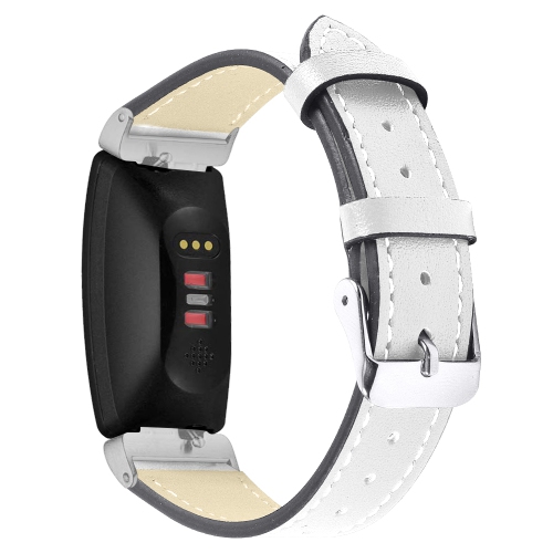 STRAPSCO  Leather Watch Band Strap With Contour Stitching for Fitbit Inspire & Inspire Hr - In White