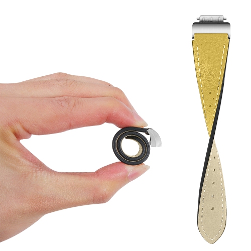 StrapsCo Leather Watch Band Strap with Contour Stitching for Fitbit Inspire & Inspire HR - Yellow