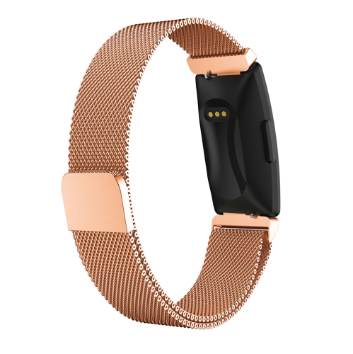 StrapsCo Bande Bracelet de Montre à Maille Milanais en Acier Inoxydable pour Fitbit Inspire & Inspire HR - Court-Médium - Or Rose