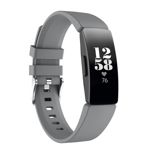 StrapsCo Bande Bracelet de Montre en Caoutchouc de Silicone pour Fitbit Inspire & Inspire HR - Court-Médium - Gris