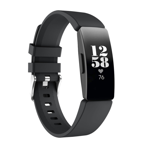 StrapsCo Bande Bracelet de Montre en Caoutchouc de Silicone pour Fitbit Inspire & Inspire HR - Médium-Long - Noir