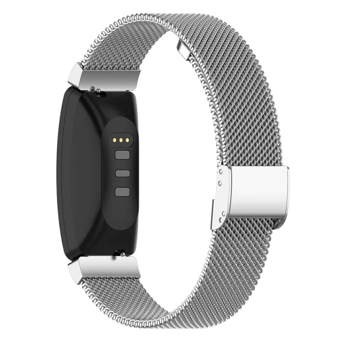 StrapsCo Shark Mesh Watch Band Strap for Fitbit Inspire & Inspire HR & Inspire HR - Medium-Long - Silver