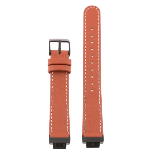 StrapsCo Leather Watch Band Strap with Contour Stitching and Black Buckle for Fitbit Inspire & Inspire HR - Orange