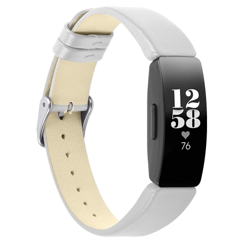 StrapsCo Bande Bracelet de Montre en Cuir Lisse pour Fitbit Inspire & Inspire HR - Blanc