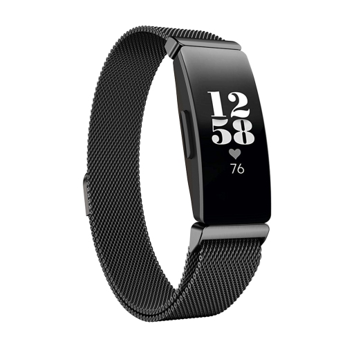 STRAPSCO  Stainless Steel Milanese Mesh Watch Band Strap for Fitbit Inspire & Inspire Hr - Short-Medium - In Black