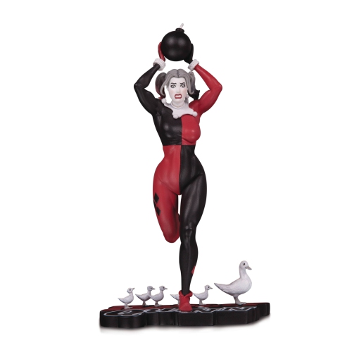 DC  White & Black 8 Inch Statue Figure - Harley Quinn By Frank Cho In Red
