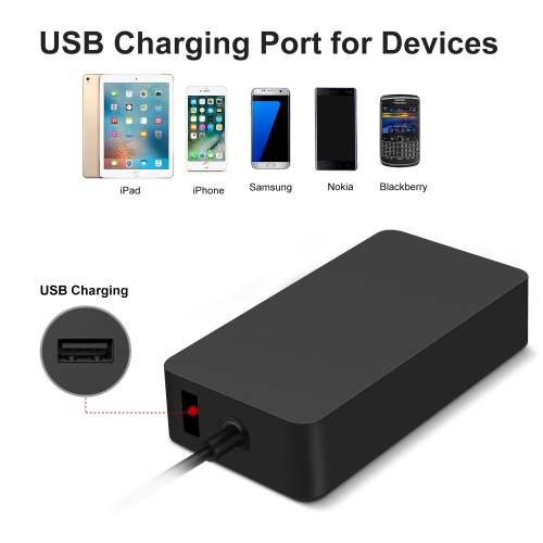 Surface BOOK Charger,AUKEH 15V 4A 65W Charger Adapter Power Supply,Surface Go Charger with 5V/1A USB Port 1706,