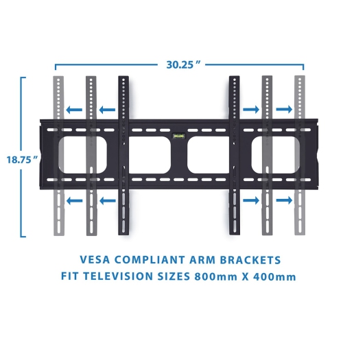 Mount-It! Fixed TV Wall Mount Bracket Slim Low-Profile for 42" - 70" Flat Screen TV, Slim 1" Profile, VESA 800x400, 600x400