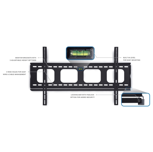 Mount-It! Fixed TV Wall Mount Bracket Slim Low-Profile for 42" - 70" Flat Screen TV, Slim 1" Profile, VESA 800x400, 600x400