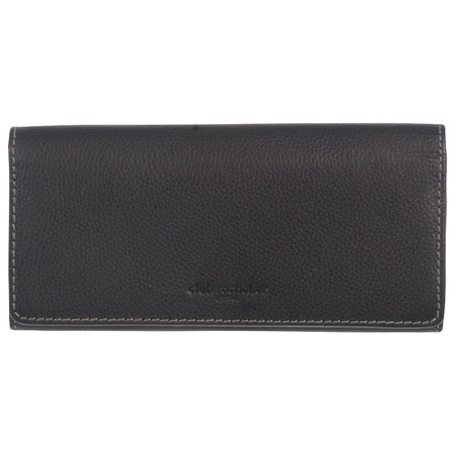 Club Rochelier Onyx RFID Leather Tri-fold Clutch Wallet - Black