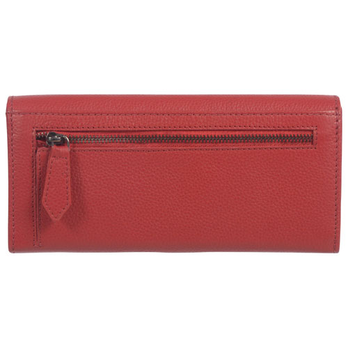 Club Rochelier Onyx RFID Leather Tri-fold Clutch Wallet - Red