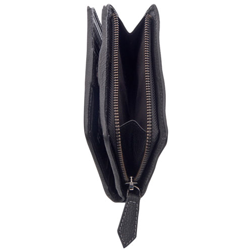 Portefeuille en cuir à deux volets RFID Onyx de Club Rochelier - Noir