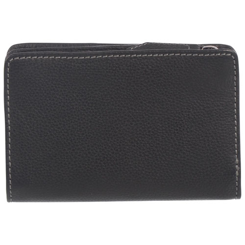 Portefeuille en cuir à deux volets RFID Onyx de Club Rochelier - Noir