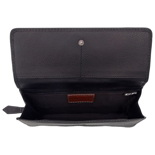 Portefeuille en cuir à deux volets RFID Onyx de Club Rochelier - Noir