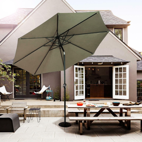 9 Ft Patio Umbrella with Tilt and Crank, Centred Umbrellas Outdoor Market Parasol Sun Shelter Table Umbrella with 8 Sturdy Ribs