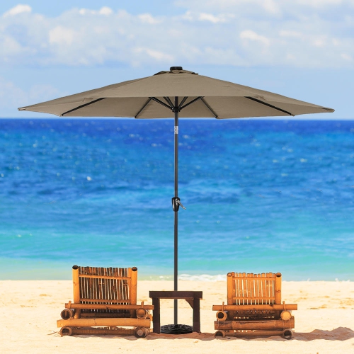 9 Ft Patio Umbrella with Tilt and Crank, Centred Umbrellas Outdoor Market Parasol Sun Shelter Table Umbrella with 8 Sturdy Ribs