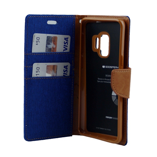 Galaxy S9 Goospery Canvas Diary Flip,Blue