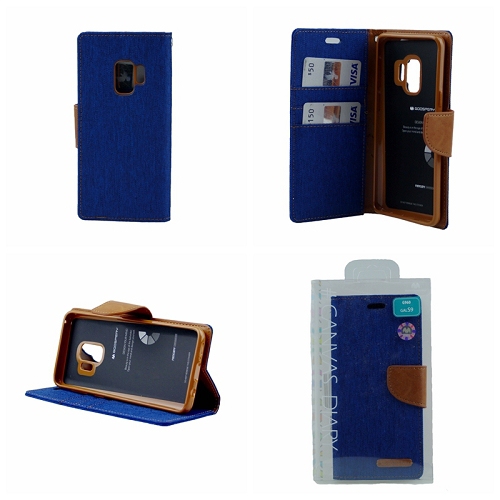 Galaxy S9 Goospery Canvas Diary Flip,Blue