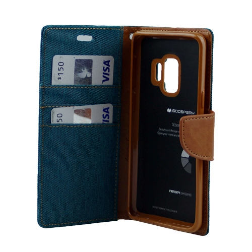 Galaxy S9 Goospery Canvas Diary Flip,Green