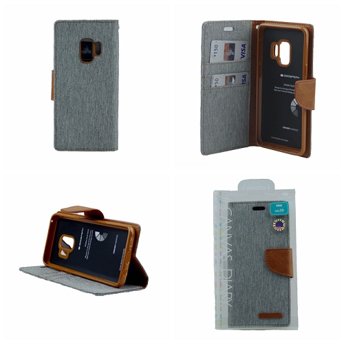 Galaxy S9 Goospery Canvas Diary Flip,Grey
