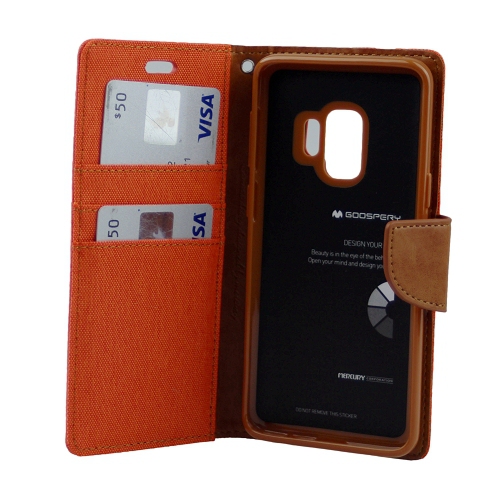 Galaxy S9 Goospery Canvas Diary Flip,Orange