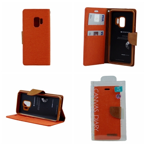 Galaxy S9 Goospery Canvas Diary Flip,Orange
