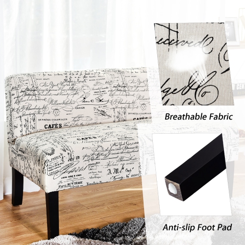 Costway Armless Loveseat Sofa Fabric Settee Bench Bed Chair Wooden Leg Living Room