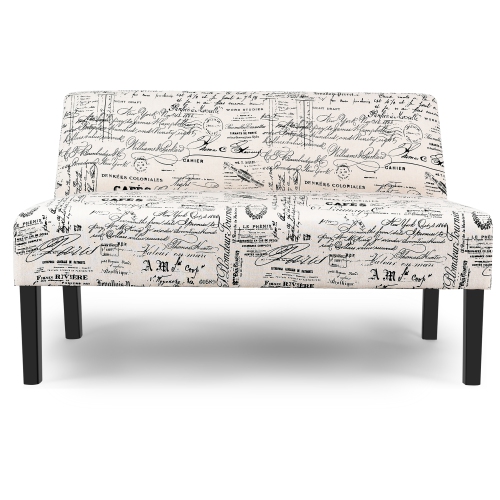 Costway Armless Loveseat Sofa Fabric Settee Bench Bed Chair Wooden Leg Living Room