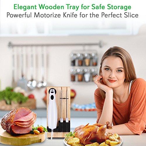 NutriChef Electric Carving Slicer Kitchen Knife - Portable Electrical Food Cutter Knife Set with Bread and Carving Blade