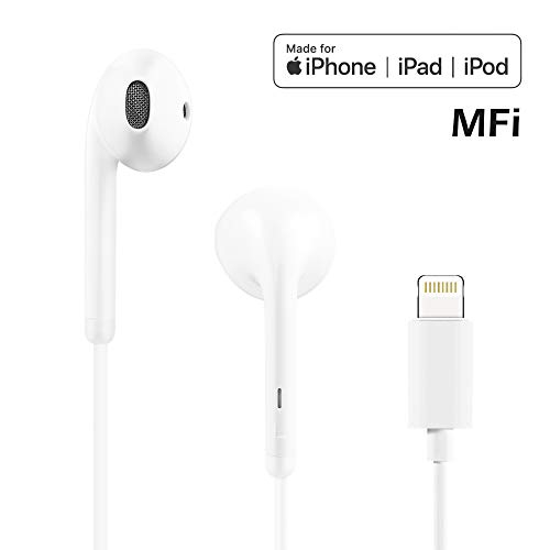 Lightning Earbuds, Popa in-Ear Headphones Earphones with Microphone and Remote, MFi Certified, Compatible with iPhone X/XS/XS