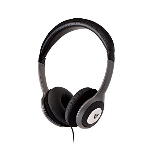 V7 HA520 Deluxe Stereo Headphones with Volume Control - Black & Grey