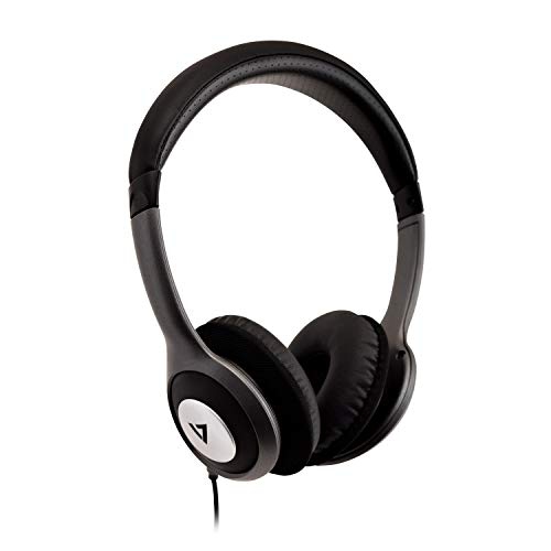 V7 HA520 Deluxe Stereo Headphones with Volume Control - Black & Grey