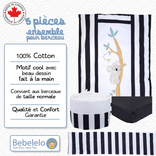 Bebelelo - Ensemble Literie - 5 Morceaux - Koala fait Dodo